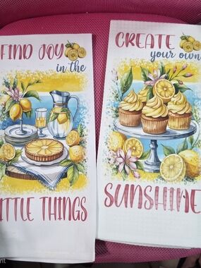 Bright Lemon Kitchen Tea Towels - Set of 2